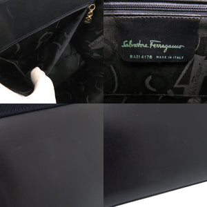 サルヴァトーレフェラガモ ヴァラリボン レザー ブラック ネイビー 2way ハンドバッグ ショルダーバッグ 黒 0509【中古】Salvatore Ferragamo