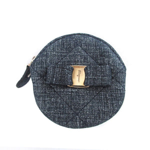 新品同様 サルヴァトーレフェラガモ ヴァラリボン コットン ブルー 青 コインケース 財布 0511【中古】Salvatore Ferragamo