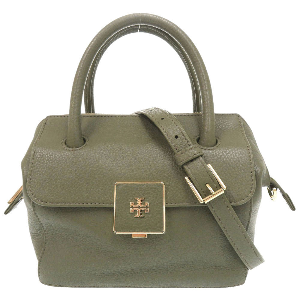 美品 トリーバーチ ロゴ レザー グリーン 2WAY ハンドバッグ ショルダーバッグ 0513【中古】Tory Burch