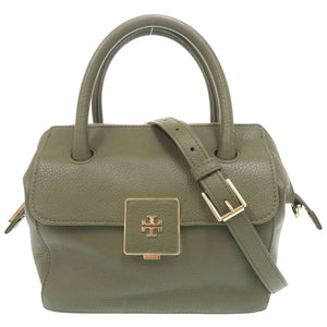 美品 トリーバーチ ロゴ レザー グリーン 2WAY ハンドバッグ ショルダーバッグ 0513【中古】Tory Burch