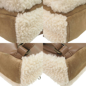美品 アグ Dannie II ダニー ミニ ロゴ リュック スウェード シープスキン レザー ブラウン 0514【中古】UGG