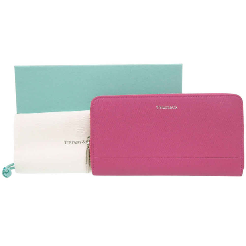 未使用 ティファニー ラウンドファスナー レザー パープル 長財布 紫 0529【中古】TIFFANY&Co.