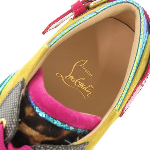 未使用 クリスチャンルブタン MICHAELOW FLAT VELVET レオパード柄 サイズ40 ハラコ ベルベット スエード マルチカラー スニーカー 0533【中古】Christian Louboutin メンズ