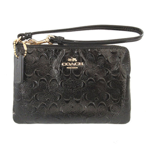 新品同様 コーチ リストレット パテントレザー ブラック 黒 ミニ ポーチ 0558【中古】COACH