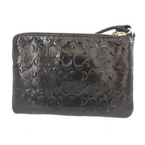 新品同様 コーチ リストレット パテントレザー ブラック 黒 ミニ ポーチ 0558【中古】COACH