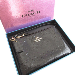 新品同様 コーチ リストレット パテントレザー ブラック 黒 ミニ ポーチ 0558【中古】COACH