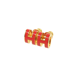 美品 エルメス ポップアッシュ ミニ ピアス オレンジ ゴールド金具 アクセサリー 0562 【中古】 HERMES