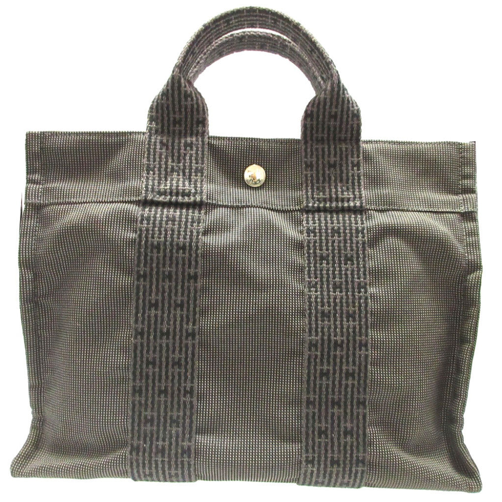 美品 エルメス エールラインPM キャンバス グレー トートバッグ 0566-1【中古】HERMES