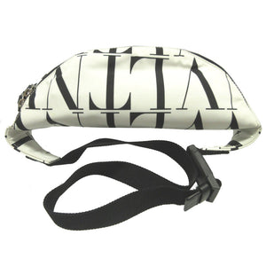 美品 ヴァレンティノ VLTNロゴ キャンバス ホワイト 白 ブラック 黒 ウエストバッグ 0570【中古】VALENTINO