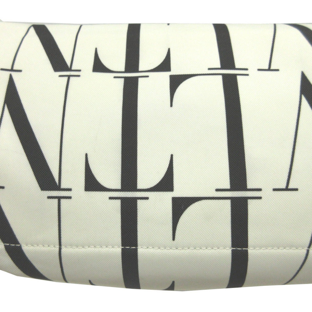 美品 ヴァレンティノ VLTNロゴ キャンバス ホワイト 白 ブラック 黒 ウエストバッグ 0570【中古】VALENTINO