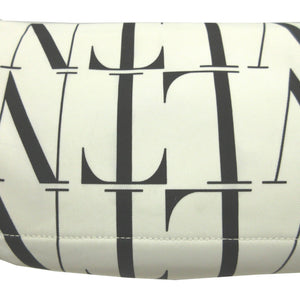美品 ヴァレンティノ VLTNロゴ キャンバス ホワイト 白 ブラック 黒 ウエストバッグ 0570【中古】VALENTINO