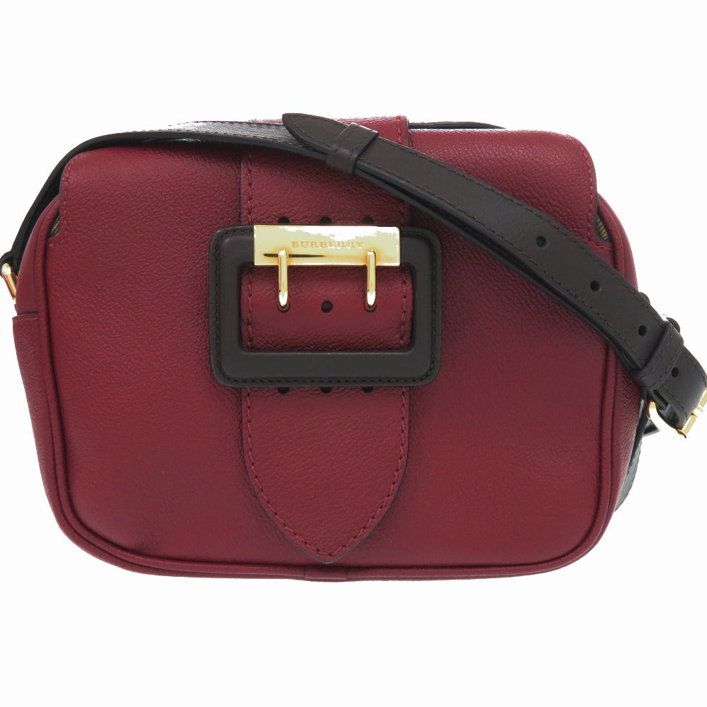 美品 バーバリー 4057804 レザー ボルドー ショルダーバッグ 0581【中古】BURBERRY