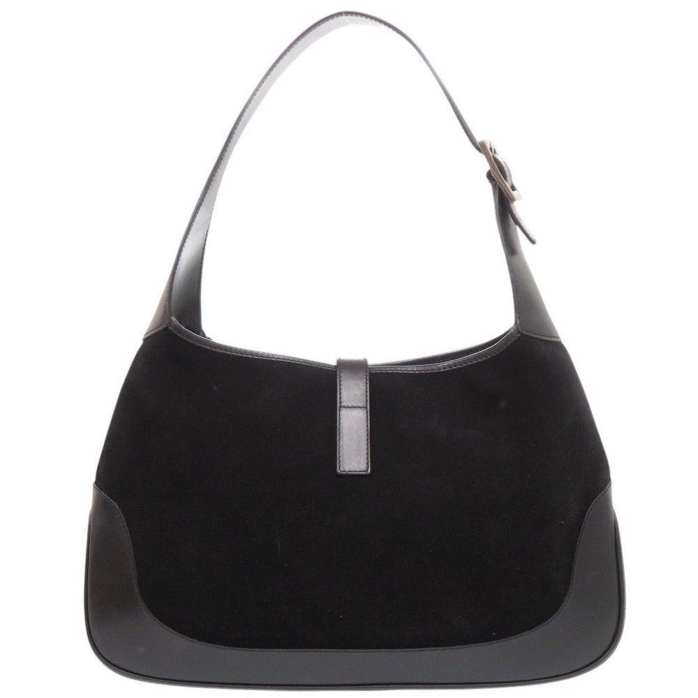 美品 グッチ ジャッキー 00963 スウェード/レザー ブラック ハンドバッグ 黒 0641【中古】GUCCI