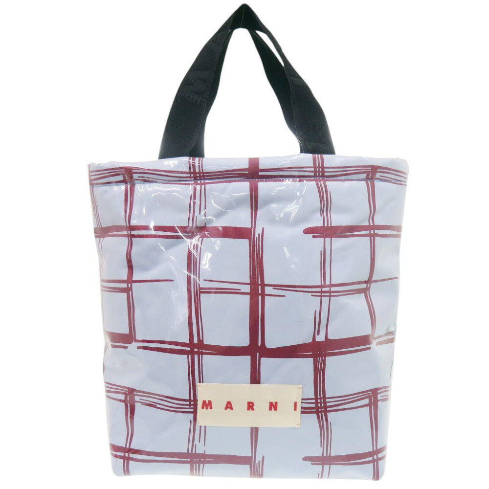 未使用 マルニ チェック ポリエステル/コットン ライトブルー トートバッグ 0661【中古】MARNI
