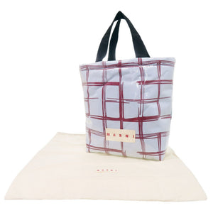 未使用 マルニ チェック ポリエステル/コットン ライトブルー トートバッグ 0661【中古】MARNI