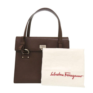 サルヴァトーレフェラガモ ガンチーニ リボン レザー ブラウン ハンドバッグ 0679【中古】Salvatore Ferragamo
