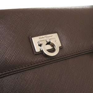 サルヴァトーレフェラガモ ガンチーニ リボン レザー ブラウン ハンドバッグ 0679【中古】Salvatore Ferragamo