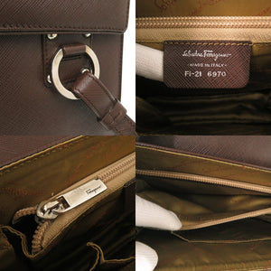 サルヴァトーレフェラガモ ガンチーニ リボン レザー ブラウン ハンドバッグ 0679【中古】Salvatore Ferragamo