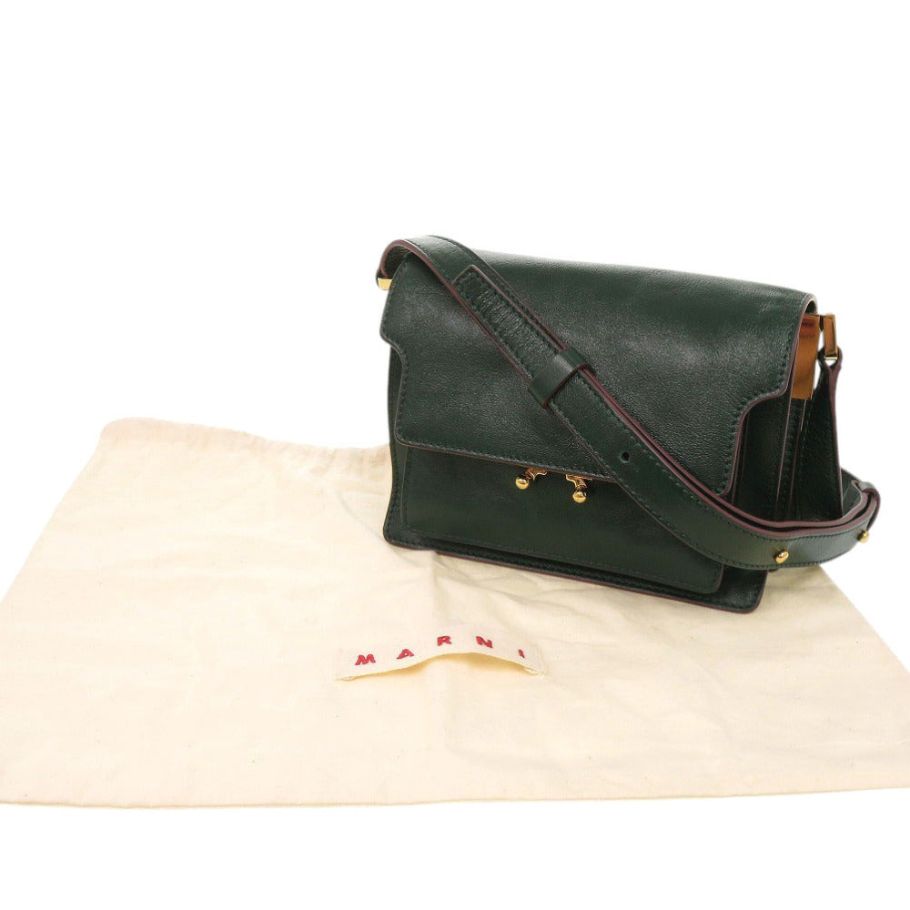 美品 マルニ TRUNK SOFT トランクソフト ミニ SBMP0075Y0 カーフ グリーン ショルダーバッグ 緑 0680【中古】MARNI