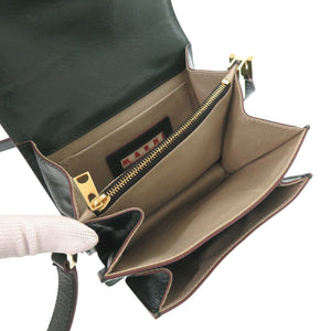 美品 マルニ TRUNK SOFT トランクソフト ミニ SBMP0075Y0 カーフ グリーン ショルダーバッグ 緑 0680【中古】MARNI