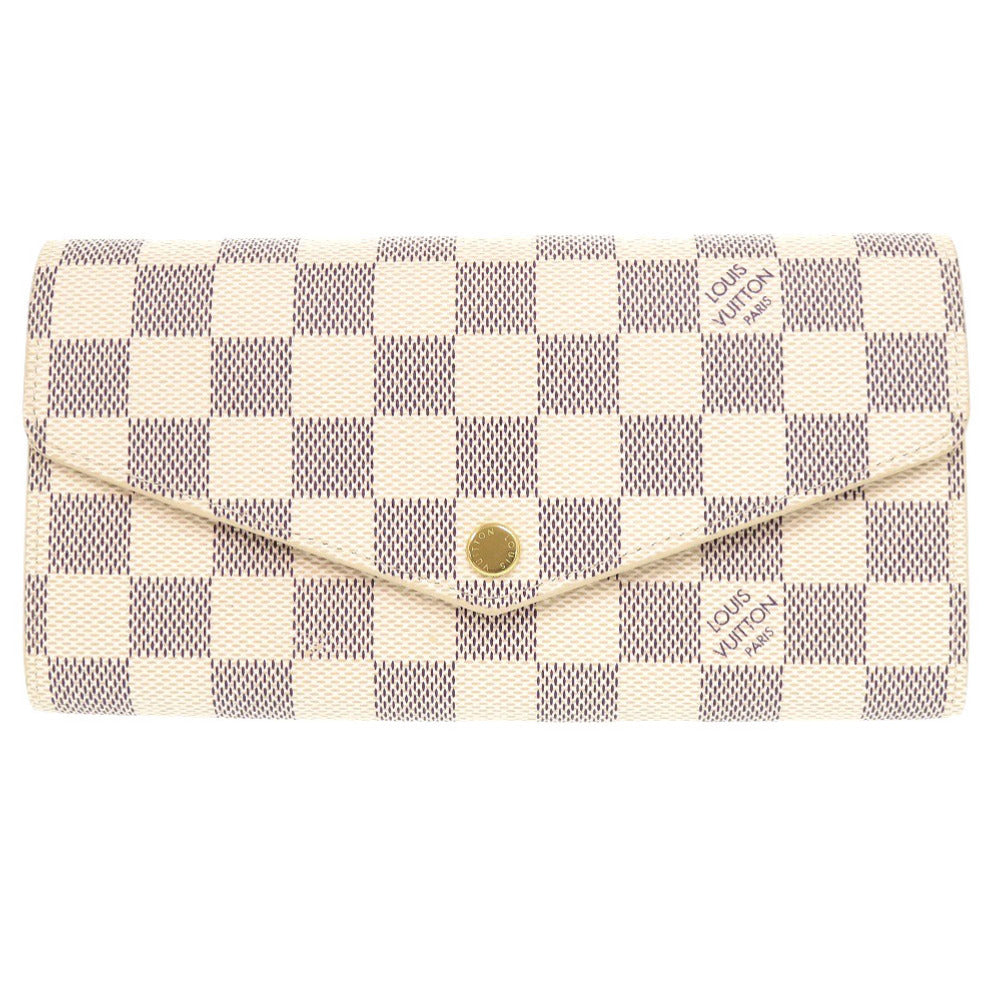 新品同様 ルイ ヴィトン ポルトフォイユ サラ ダミエアズール N63208 ホワイト 長財布 LV 0682【中古】LOUIS VUITTON