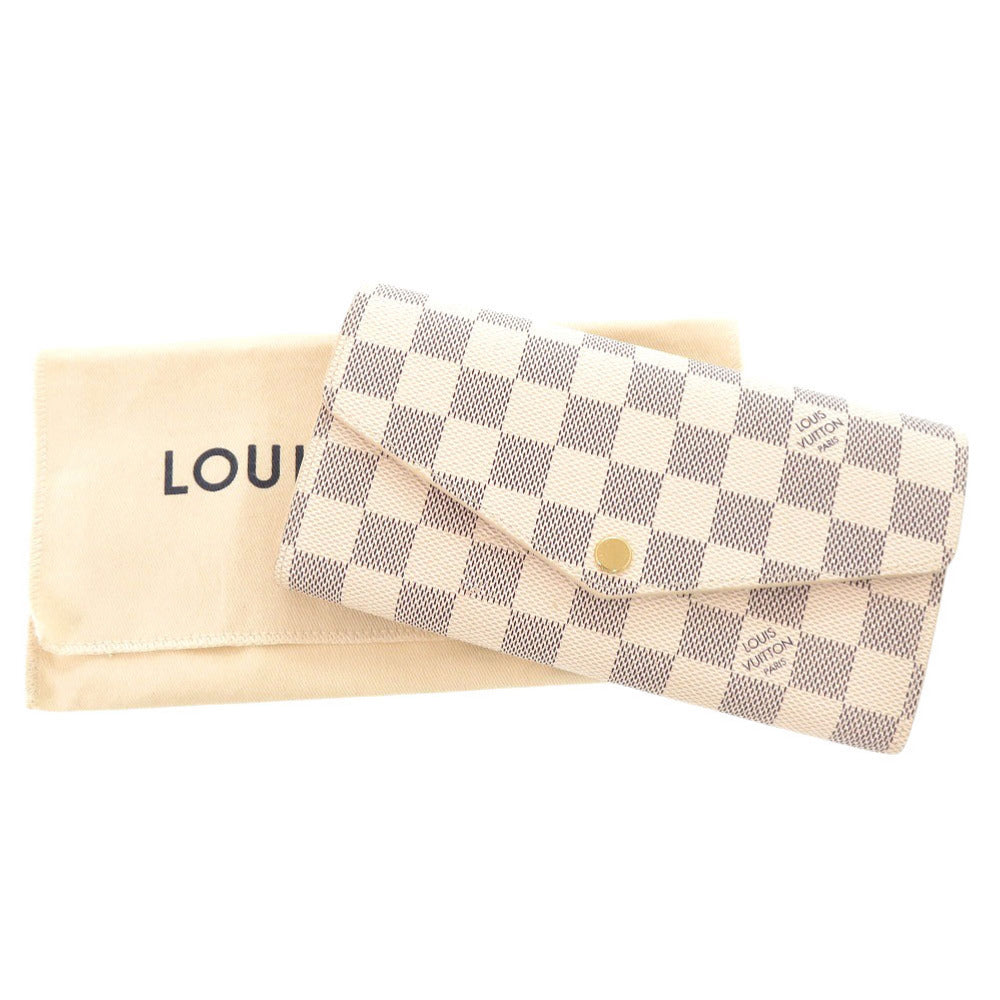 新品同様 ルイ ヴィトン ポルトフォイユ サラ ダミエアズール N63208 ホワイト 長財布 LV 0682【中古】LOUIS VUITTON