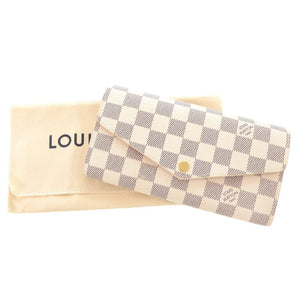 新品同様 ルイ ヴィトン ポルトフォイユ サラ ダミエアズール N63208 ホワイト 長財布 LV 0682【中古】LOUIS VUITTON