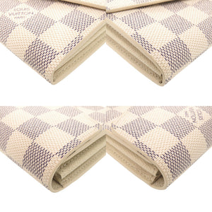 新品同様 ルイ ヴィトン ポルトフォイユ サラ ダミエアズール N63208 ホワイト 長財布 LV 0682【中古】LOUIS VUITTON