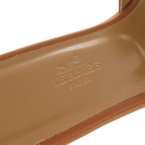 美品 エルメス オラン サイズ36 1/2 レザー ブラウン サンダル 茶 0688【中古】HERMES