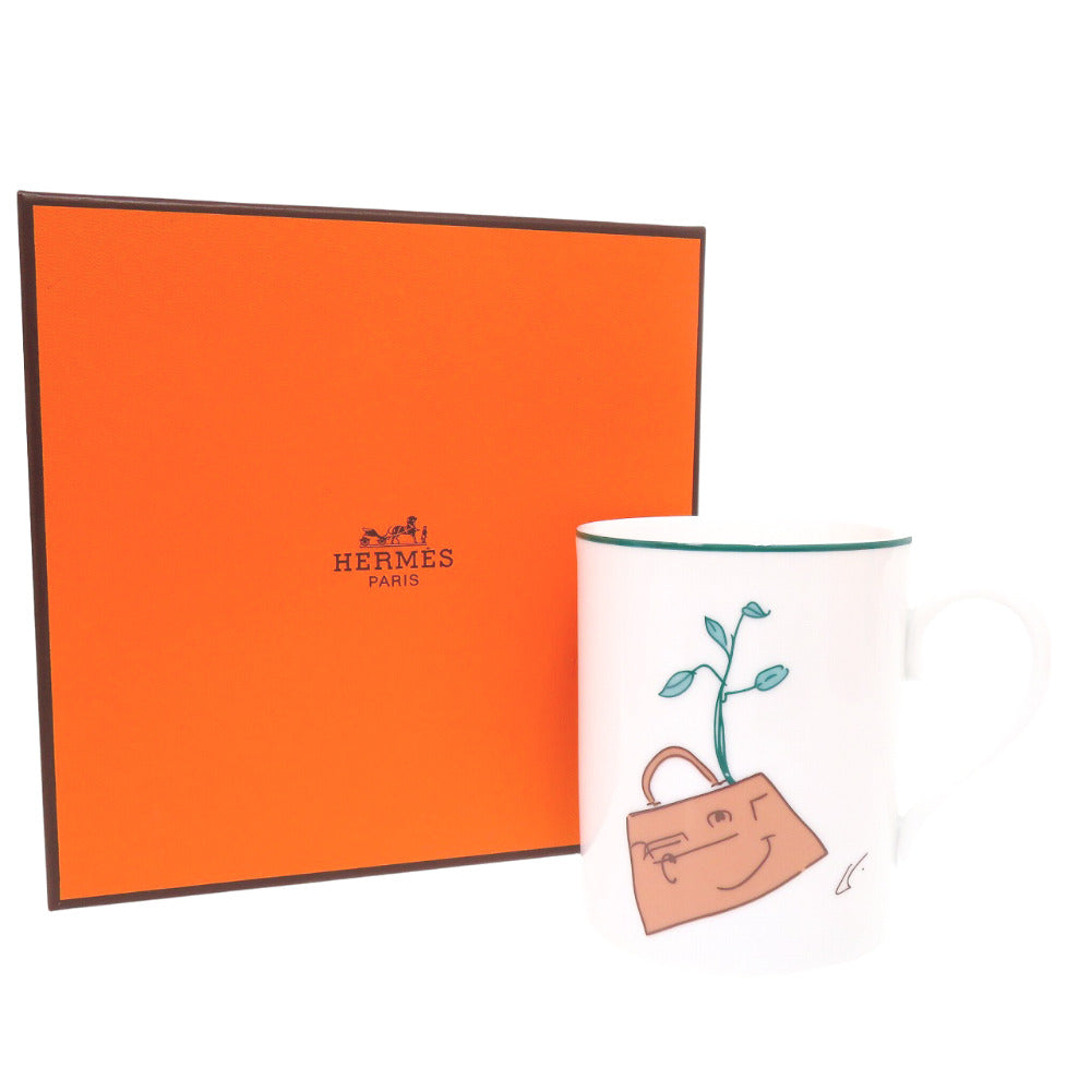 未使用品 エルメス Annee de l'Arbre ケリードール マグカップ ポーセリン ホワイト 0783【中古】HERMES