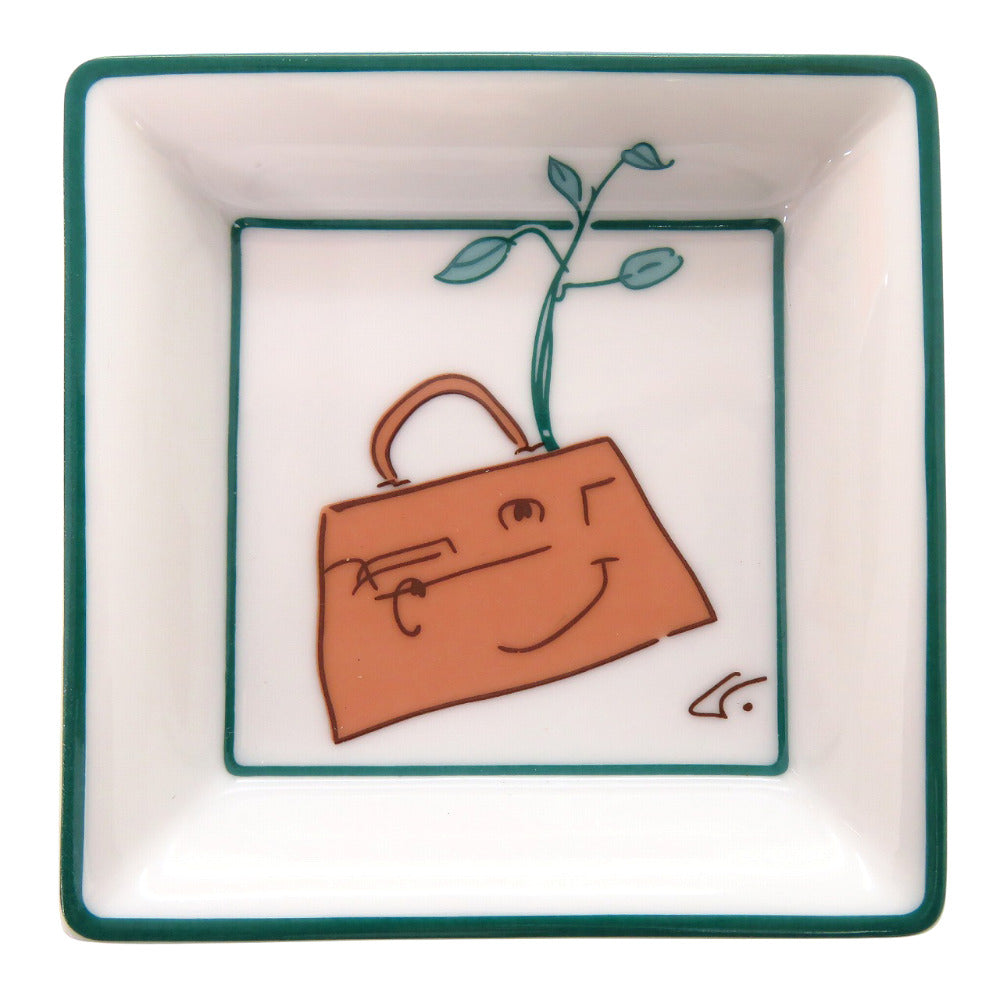 未使用 エルメス 皿 スクエアプレート 1998 Annee de l'Arbre ケリードール ポーセリン ホワイト 0784【中古】HERMES