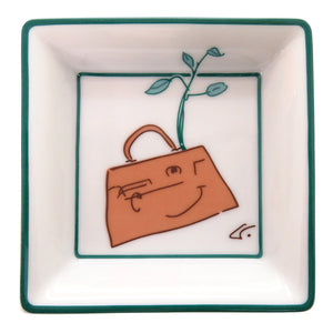 未使用 エルメス 皿 スクエアプレート 1998 Annee de l'Arbre ケリードール ポーセリン ホワイト 0784【中古】HERMES