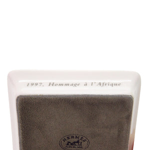 未使用 エルメス 皿 スクエアプレート 象 Hommage à l'Afrique ポーセリン ホワイト 0785【中古】HERMES