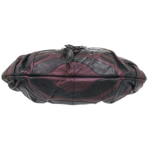 美品 プラダ VITELLINO MORDO BR3984 レザー パープル/ブラック ハンドバッグ 紫 黒 0800【中古】PRADA