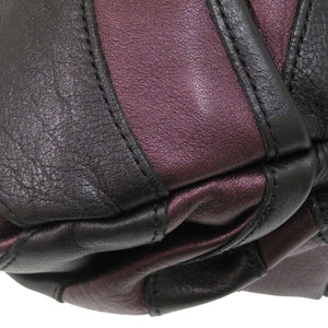美品 プラダ VITELLINO MORDO BR3984 レザー パープル/ブラック ハンドバッグ 紫 黒 0800【中古】PRADA