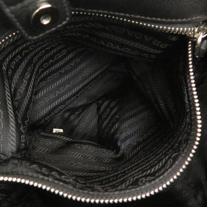 美品 プラダ VITELLINO MORDO BR3984 レザー パープル/ブラック ハンドバッグ 紫 黒 0800【中古】PRADA