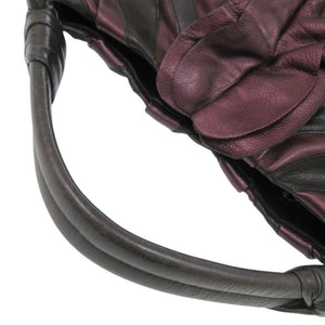 美品 プラダ VITELLINO MORDO BR3984 レザー パープル/ブラック ハンドバッグ 紫 黒 0800【中古】PRADA
