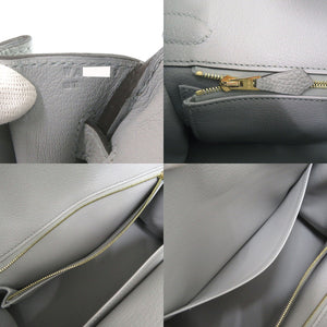 新品同様 エルメス バーキン30 トゴ ブルーグラシエ ゴールド金具 W刻印(2024年製) ハンドバッグ 青 0823【中古】HERMES