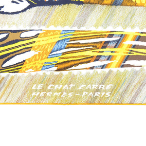 未使用品 エルメス カレ90 ダブルフェイス LE CHAT CARRE シルク ジョーヌ スカーフ 黄色 0833【中古】HERMES