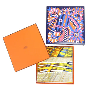 未使用品 エルメス カレ90 ダブルフェイス LE CHAT CARRE シルク ジョーヌ スカーフ 黄色 0833【中古】HERMES