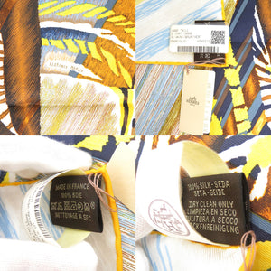 未使用品 エルメス カレ90 ダブルフェイス LE CHAT CARRE シルク ジョーヌ スカーフ 黄色 0833【中古】HERMES