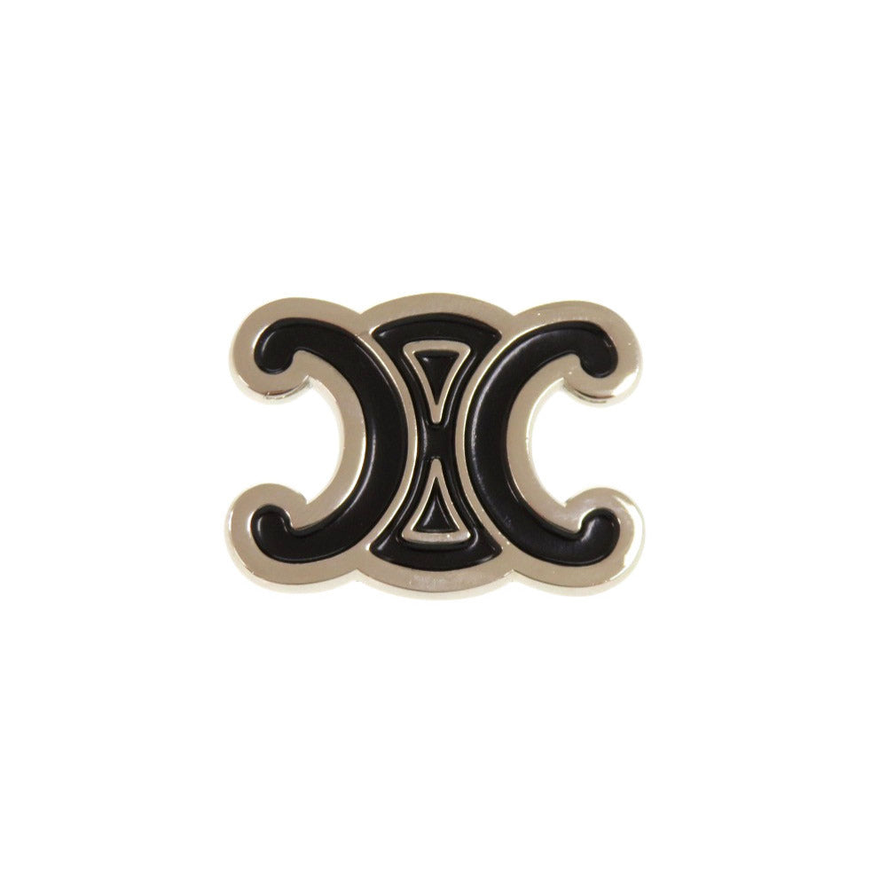 新品同様 セリーヌ トリオンフ ブラック シルバー ピン ブローチ アクセサリー 0834 【中古】 CELINE