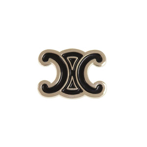 新品同様 セリーヌ トリオンフ ブラック シルバー ピン ブローチ アクセサリー 0834 【中古】 CELINE