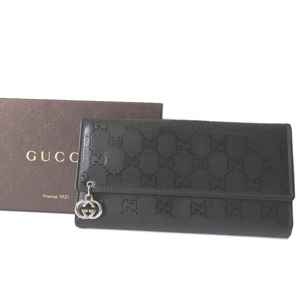 新品同様 グッチ GGインプリメ 212104 ブラック 黒 2つ折り長財布 財布 0852【中古】GUCCI