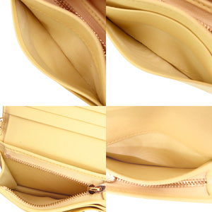 美品 クリスチャンディオール カナージュ レディディオール 33MA0291 カーフ イエロー 二つ折り財布 0868【中古】Christian Dior