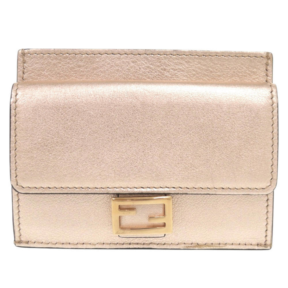 美品 フェンディ バゲット 8M0423 レザー シャンパンピンク カードケース コインケース 0869【中古】FENDI