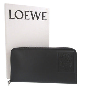 美品 ロエベ アナグラム 24年製 レザー ブラック 黒 ラウンドファスナー長財布 財布 0871【中古】LOEWE