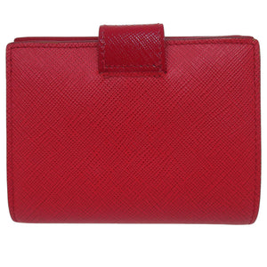 美品 プラダ トライアングルロゴ 1MV204 2C7X サフィアーノレザー レッド 二つ折り財布 赤 0883【中古】PRADA