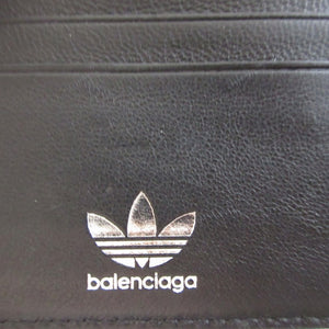美品 バレンシアガ アディダス コラボ 721898 レザー ブラック 黒 2つ折り財布 財布 0888【中古】BALENCIAGA