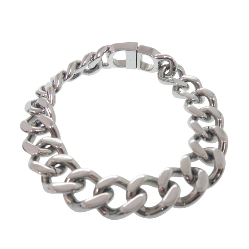 美品 ディオール ロゴ アイコンチェーンリンク ブレスレット メタル シルバー ブレスレット 0898【中古】Dior メンズ